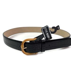 3/$25 Steve Madden Black Croc Faux Leather Belt